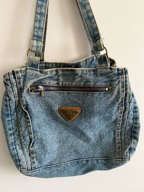 Y2K Shane Denim Shoulder Bag Triangle Logo Indie Sleaze Grunge Blue Jean Purse